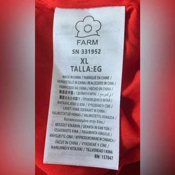 NWT Farm Rio Garden Linen Sleeveless Midi Dress Size XL 3D Appliqué